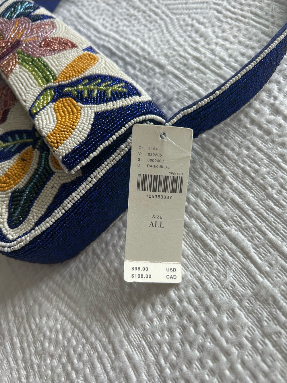 ANTHROPOLOGIE MAEVE Fiona Beaded Shoulder Bag (Floral, Blue, White) - Picture 6 of 7